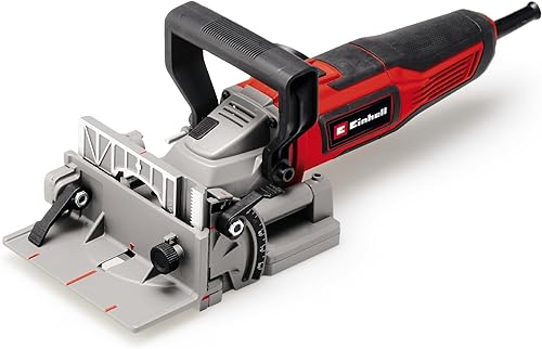 Einhell Flachdübelfräse TE-BJ 900 (900 W, 20 mm Frästiefe, stufenlose Winkel-/Höheneinstellung, 6-stufige Tiefenverstellung, Staubfangsack, inkl. 100 mm Fräsblatt) - Cheap-Us