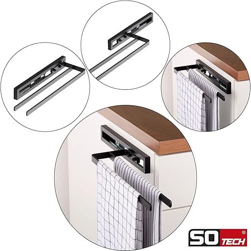 SOTECH Handtuchauszug STYLE 2-armig schwarz 415 mm Auszugsweg 300 mm Handtuchhalter für Seitenmontage an Waschtisch in Bad und Küche - Cheap-Us