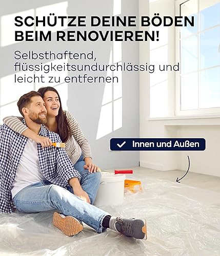 PLID® Maler Abdeckvlies 220 gramm - Vlies mit Anti-Rutsch Beschichtung - Oberflächenschutz für Maler und Heimwerker - Malerfilz Fliesrolle - Umzugsdecken Rolle - Filzrolle für Bodenabdecken 50m - Cheap-Us