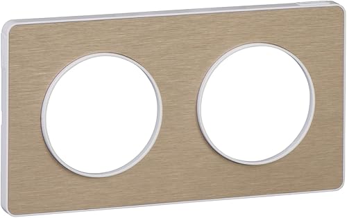 SCHNEIDER - Plaque odace touch matière avec liseré blanc entraxe 71mm - SCH-ODACE-TOUCH-MATIERE-LISEREBL - bronze brossé, 71mm, 2, 23,028 - Cheap-Us