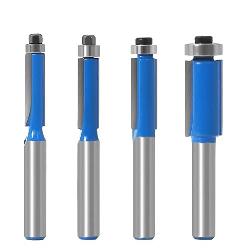 DingGreat 4 teilig 8 mm Schaft Bündigfräser, 1/4' 5/16' 3/8' 1/2' Schneiden Durchmesser Holz Fräser Router Bit Oberfräser Holzbearbeitung Fräswerkzeuge - Cheap-Us