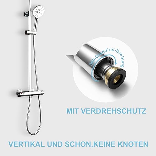OFFO Duschschlauch 2m, mit Verdrehschutz, Edelstahl Ersatz Hochdruck-Duschrohr Knickschutz Brauseschlauch für Badarmaturen Chrom - Cheap-Us