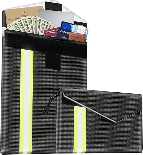 2 Stück Feuerfeste Tasche Wasserdicht mit Feuerfeste Dokumentenmappe (20x12.7cm, 35x26.5cm), 1200℃ Feuerfeste Dokumententasche A4, Lipo Akku Safe Bag für Reise, IPad, Bankdatei, Passport, Wertsachen - Cheap-Us