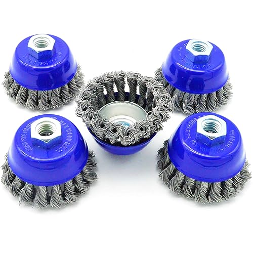 Topfbürste M14 Ø 75 mm Stahl gezopft für Winkelschleifer 5 Stück - Cheap-Us