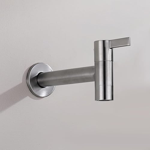 Decaura Wasserhahn Kaltwasser Wandmontierter Edelstahl Kaltwasserhahn Wandmontage Lange kalte wasserhahn In Wand für Badezimmer, Waschbecken, Balkon, Küche - Cheap-Us