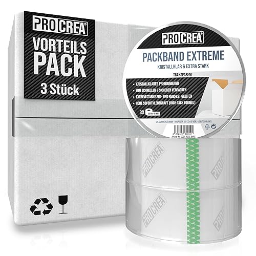 PROCREA® -NEU- 3x Paketklebeband Braun Set [Premium Qualität - Low Noise] Extra starkes Packband & Verpackungsband in Profi-Qualität - Universelles Klebeband für Pakete und Kartons - Cheap-Us