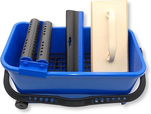 DEWEPRO® Fliesenwaschset - 6-teiliges Fliesenleger Waschset S - 16l Waschbox - gerastetes Schwammbrett - Fugengummi 245 mm - Cheap-Us