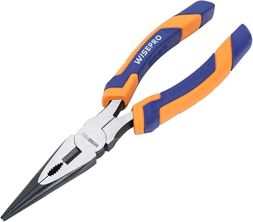 WISEPRO Spitzzangen, 60CR-V Flachrundzange, 200mm Spitzzange mit Seitenschneider, rutschfestem Griff, für Schmuckherstellung - Cheap-Us