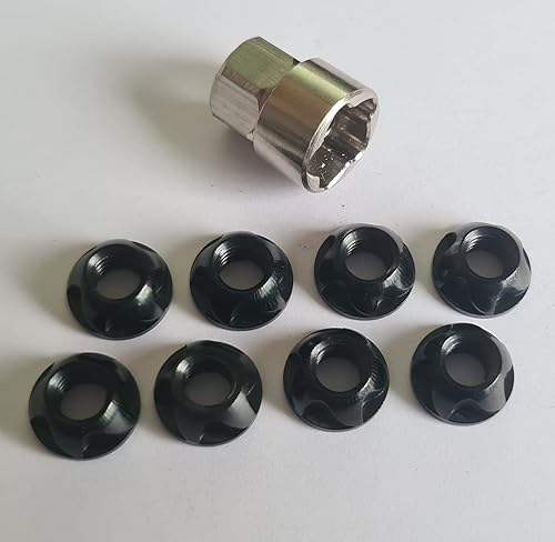 8+1 Anti-Diebstahl Muttern diebstahlhemmende Sicherheitsmutter M8 Edelstahl (M8, 8 schwarze Muttern 1 Nuss) - Cheap-Us