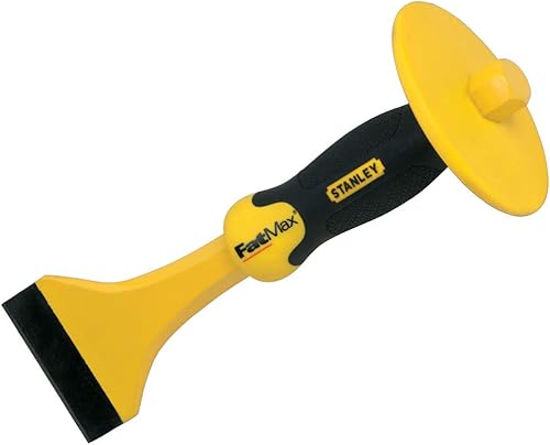 Stanley FatMax Fliesenmeißel 4-18-331 – Handlicher, starker Meißel aus Chrom-Vanadium-Stahl mit Handschutz zum Schneiden, Stemmen & Entfernen von Bodenbelägen – Klingenbreite: 75mm, Gelb - Cheap-Us