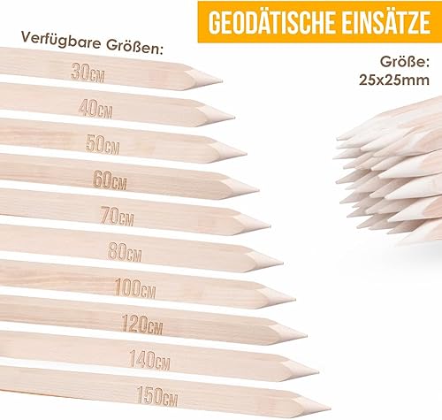 Holzpflöcke Hartholzpfähle Pflanzstäbe Angespitzt und Quadratisch 25 Stücke. | Holzpfähle für Markierung, Beschilderung oder Abgrenzung Zaunpfosten Zaunpfähle – 30cm cm Kanten: 2,50x2,50cm (30cm) - Cheap-Us