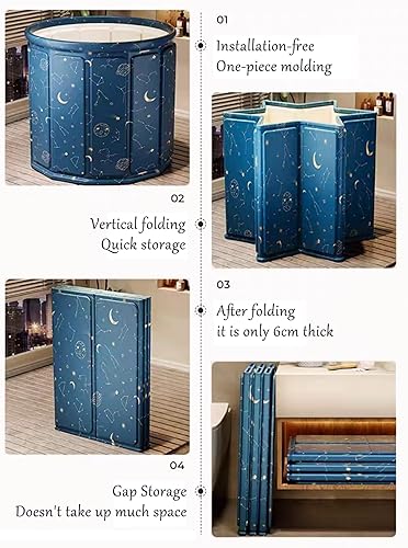 AYES Faltbare Badewanne für Erwachsene, Tragbare Eisbadewanne für Kaltwassertherapie Training, Outdoor Tauchwanne, Freistehende Badewannen für Dusche Spa Sauna (Schwarz, 70cm*70cm*65cm) - Cheap-Us