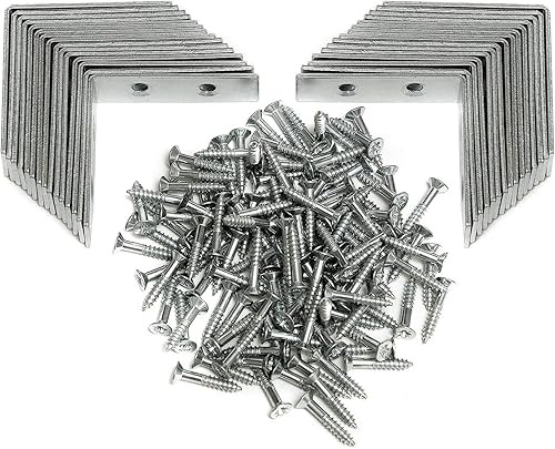 30 St. Winkelset 50mm x 50mm mit Schrauben Metallwinkel Winkelklammer Stahlwinkel 90 Grad Innenwinkel verzinkt Montagewinkel L-Form Lochplattenwinkel Möbelwinkel Eckwinkel Wandhalter - Cheap-Us