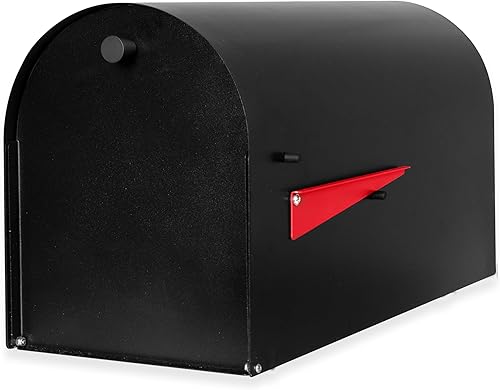 Ilyapa Schwarzer moderner Briefkasten für Außenpfosten, ländliche Briefkästen für Haus, Mitte des Jahrhunderts Architekturstil, Briefkasten mit pulverbeschichtetem Stahl, Allwetter-Außenseite und - Cheap-Us