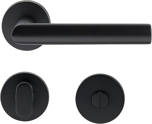 ck-türbeschläge Drückergarnitur New Orleans Schwarz matt für Zimmertüren DIN-Norm (BB (Buntbart)) - Cheap-Us