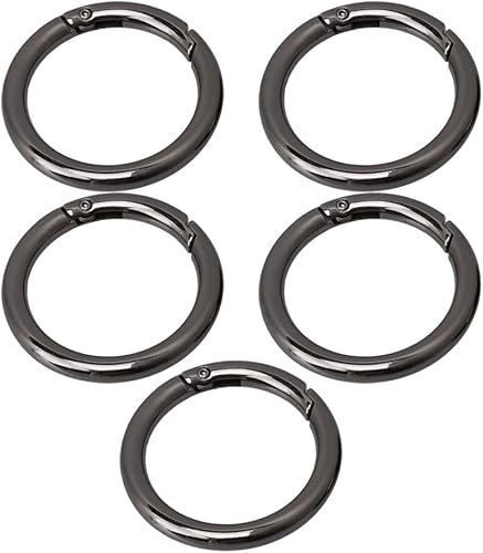 49mm OD 37mm ID Nickel Schwarz Zink-Legierung Federclip Runde Karabiner Tor O-Ring Runde Karabiner Schnappclip Trigger Spring Keyring Schnalle für Taschen Packung mit 5 - Cheap-Us