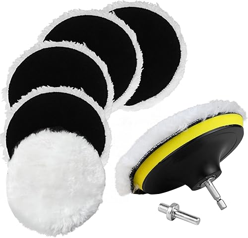 Auto Polierhaube Polieraufsatz Winkelschleifer 6 Stück Polierscheibe Polierpads 125mm Rundadapter zum Polieren,Schleifen,Wachse Leicht Austauschbar - Cheap-Us