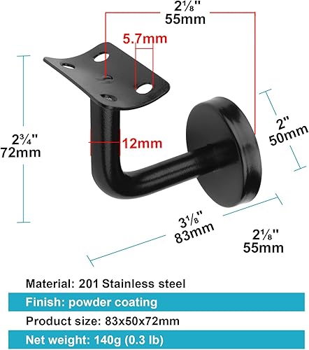 TSSS 8 Stück Geländer Handlaufhalter, Edelstahl Gebürstete Oberfläche für Rund Holz oder Metall Treppengeländer, Treppe Wandhalterung, Tragfähigkeit 60 KG - Cheap-Us