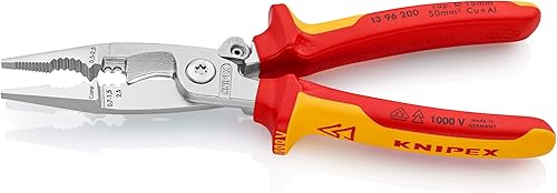 KNIPEX Elektro-Installationszange isoliert mit Mehrkomponenten-Hüllen, VDE-geprüft verchromt 200 mm 13 96 200 - Cheap-Us