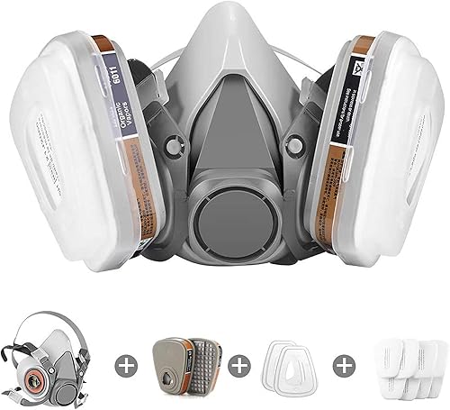 LAMANICE Chemische Atemschutzmaske, Wiederverwendbar Gesichtsschutz, für Dämpfe, Farbe, Staub, Polieren, Sprühen, Maschinenpolieren, Formaldehyd, Schleifen, Epoxidharz - Cheap-Us