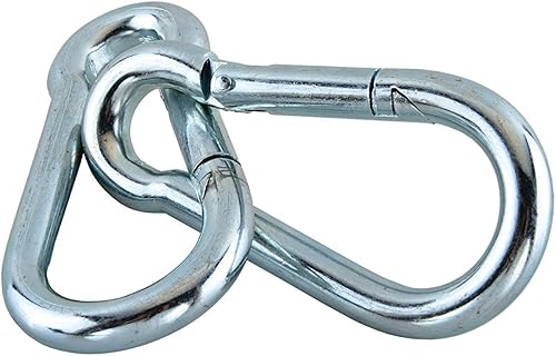 Constrabo | 2 Stück Karabinerhaken 120 x 11 mm DIN 5299 C| Stahl Karabiner-Haken verzinkt mit 380 kg Tragkraft| Gefederter Verschluss mit Schnapphaken| Feuerwehr-Karabiner, Baumarkt-Karabiner Karabin - Cheap-Us