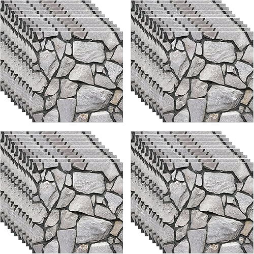 40 Stück 3D Wandpaneele Selbstklebend, 30 × 30 cm Selbstklebende Tapete Wandpaneele Wandfliesen, Steintapete, 3D Wall Panels, Wandverkleidung Steinoptik für Die Innen und Außendekoration, Wasserfest - Cheap-Us