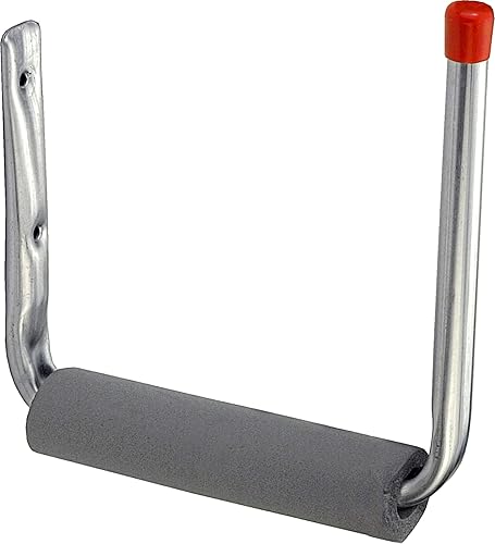 Connex Surfbretthaken 235 x 210 x 205 mm - Belastbar bis 15 kg - Mit Schaumstoffüberzug & Gummikappe - verzinkt / Montagehaken für Garage / Werkstatthaken / Ordnungshelfer / DY222011, Silber - Cheap-Us