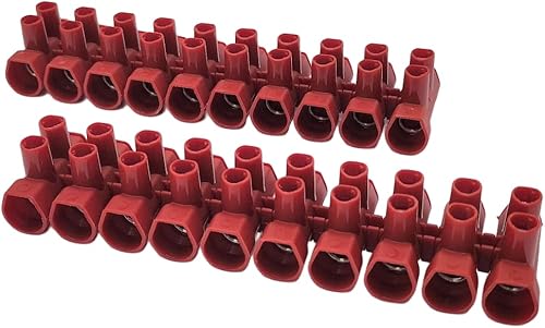 RASMACOR | PRO 16 mm2 | Connex Lüsterklemmen-Set 2-teilig - 10-polig - Kabelquerschnitt 16 mm² - rot | Rahmenklemmen | 10-polige Klemmleiste | Hausinstallation - Cheap-Us