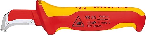 KNIPEX Abmantelungsmesser mit Gleitschuh isoliert mit Mehrkomponenten-Hüllen, VDE-geprüft 180 mm 98 55 - Cheap-Us