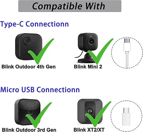 Tyeyober 1 Stück 17 ft/5,2m, 26,2 ft/8m, 34ft/10,4m langes Blink Kamera Netzkabel kompatibel mit Blink Drinnen und draußen Kamera/Blink XT/Blink XT2/Blink 3. Generation/Blink 4. Generation Kamera - Cheap-Us