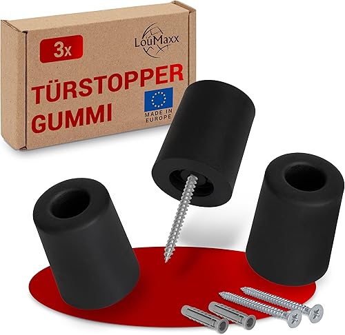 LouMaxx 3 Stück Türstopper Boden zum Schrauben aus Gummi - 3er Set in schwarz - Bodentürstopper - Türstopper zum Schrauben - Bodenmontage - Der Perfekte Schutz gegen anschlagende Türen - Cheap-Us