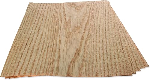 WoodPress® Echtholzfurnier aus roter Eiche, 6 Bögen, A4-Größe (ca. 21 cm x 29 cm), Furnier für Intarsien, Modellbau und Möbelreparatur - Cheap-Us