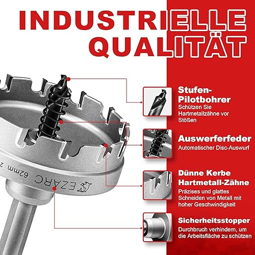 EZARC Lochsäge Hartmetall-Bohrer, leistungsfähiger Lochöffner ideal für Löchern in Edelstahl und Metall, 25mm - Cheap-Us