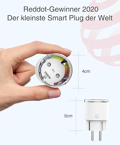 GHome Smart WLAN Steckdose, Kleinste WiFi Steckdose 4er Pack, Stromverbrauch Messen,App Fernbedienung,Funktioniert mit Alexa,Google Home,Sprachsteuerung,Zeitplan,TÜV-Zertifiziert,10A,Nur 2,4GHz WiFi - Cheap-Us