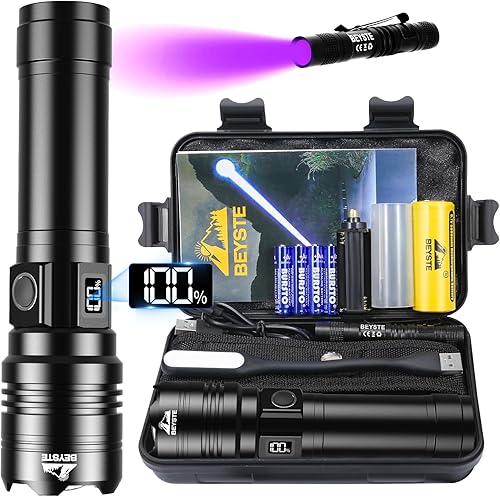 BEYSTE Taschenlampe LED Aufladbar 500000 Lumen, LED Taschenlampe Extrem Hell Batteriebetrieben, Sehr Helle Taktische Taschenlampe Aufladbar USB, Starke Taschenlampen Wasserdicht For Outdoor NotfäLle - Cheap-Us