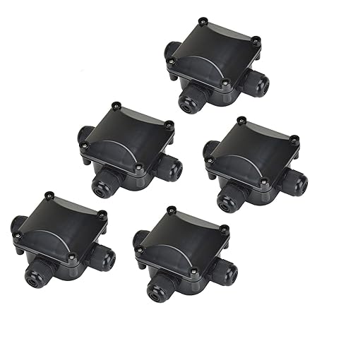 Pretop Wasserdichte Abzweigdose [5er-Pack] Kabelmuffe, Wasserdichte Verbindungsdose, Verteilerdose, Dosenmuffe Erdkabel IP68 230V [Schwarz] - Cheap-Us