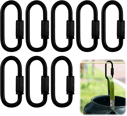 8PCS Karabiner Schwarz, Schnellglieder Kettenglieder Quick Link Karabinerverschluss Schraubverbinder Kettenverbinder Schraubverschluss Karabiner Langlebiger Verschlusskarabiner - Cheap-Us