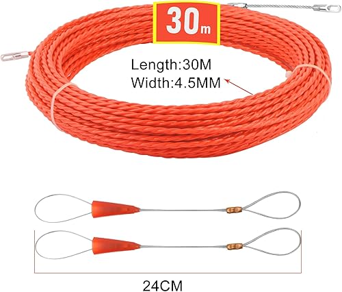 10m Einziehspirale Kabeleinziehhilfe, RISVOWO Polyester Einziehdraht mit 2 Führungsfeder Einziehband φ4,5mm 4,5 mm Durchmesser, elektrischer Drahtzieher, Elektriker, Nadel, Spiralbindung, flexibel - Cheap-Us