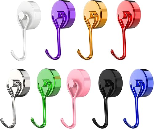 CUINIUNAID Magnet Haken 15kg Magnethaken Extra Stark 360 Grad Drehbar Neodym Magnete mit Haken Super Starker Magnetischer Haken für Küche Schlafzimmer Büro Schließfächer Kühlschrankmagnet (9 Stück) - Cheap-Us