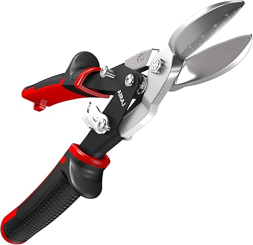 AIRAJ 260mm Blechschere Gerade- Klinge mit Skalen,CR-MO Stahl Aviation Blechschere mit Gezahnter Klinge und Vollmetall-Sicherheitsverschluss,Blechschere mit Doppelhebel Getriebe Konstruktion - Cheap-Us