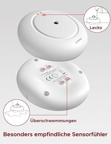 X-Sense Smart Wassermelder mit Batterie, WLAN Wassersensor, kompakter Überschwemmungssensor mit Einstellbarer Lautstärke von bis zu 110 dB sowie 500 m Reichweite, für Küchen, Keller und Badezimmer - Cheap-Us
