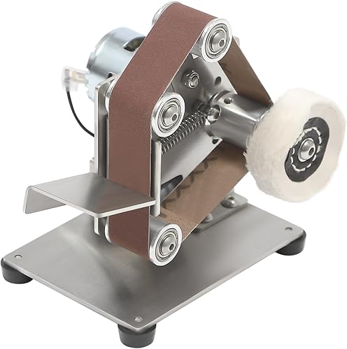 Mini Bandschleifer mit 10 Schleifbändern 150 W Elektrischer Bandschleifer DIY Poliermaschine 7 Gang Einstellbar Bandschleifmaschine Bench Belt Grinder Max.10000 RPM - Cheap-Us