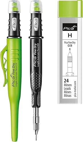 vasalat Pica Tieflochmarker Fine-Dry 0.9, Bleistift Bohrlochmarkierer 7070 + 24 Ersatz-Graphitminen H 7050 - Cheap-Us