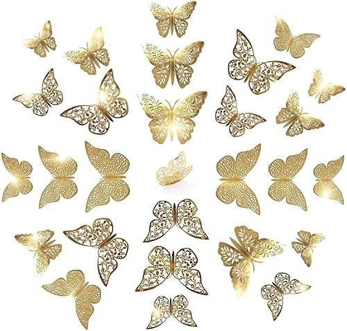 WandSticker4U®- 36er DEKO SCHMETTERLINGE roségold Metallic I 3D Papier Schmetterling für Wohnzimmer Kinder-zimmer Mädchen Küche Fenster Möbel Hochzeit Party Wand-Tisch-Deko Geschenke - Cheap-Us
