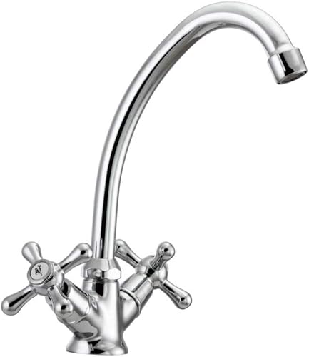 Hydroland Küchen-Armatur RETRO B205 - Messing, Chrom, Metall Quergriff, Retro, Einloch, Deckenmontage, Silber - Cheap-Us