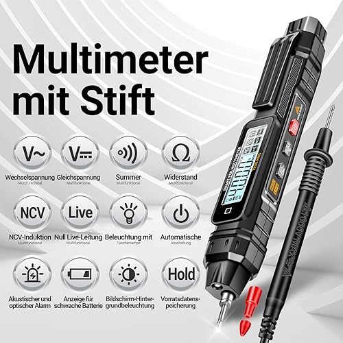 ANENG Multimeter Durchgangsprüfer,4000 Count Zweipoliger Spannungsprüfer,Auto Range Digital Berührungslos Voltmeter,misst AC/DC Spannung,Diode,Kapazität,Live Elektro Messgerät - Cheap-Us