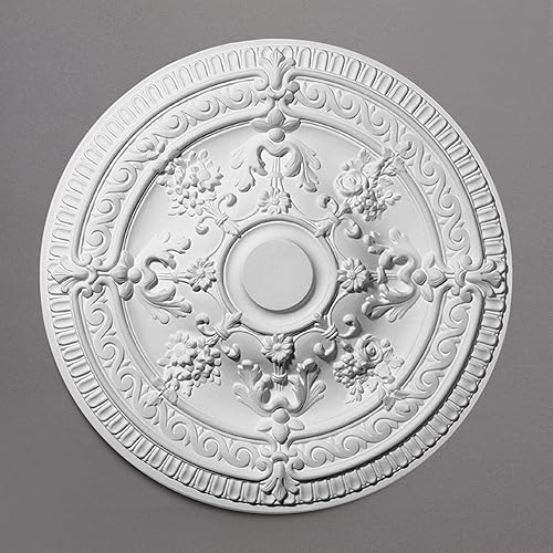 DECOSA Rosette Elena, weiß, 2 Stück à Ø 62,5 cm - Stuckrosette aus Styropor - individualisierbare Deckenrosette - Cheap-Us