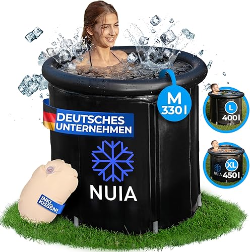 NUIA Premium Eisbad 2.0 400L (80 cm Ø) L Komplettset, Kryotherapie Eis Bad für Sportler & Anfänger, Eistonne mit 5 Isolierschichten Eis Tonne geeignet bis 1,90m - Cheap-Us