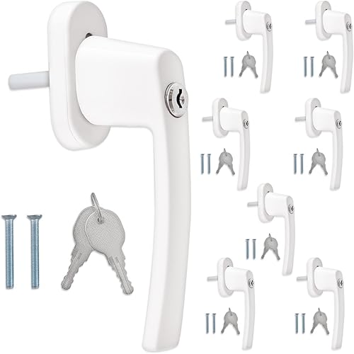 kwmobile 8X Aluminium Fenstergriff abschließbar - Kindersicherung Fenstersicherung mit Schloss in Stiftlänge 35mm - Fensterschloss in weiß RAL 9016 - Cheap-Us