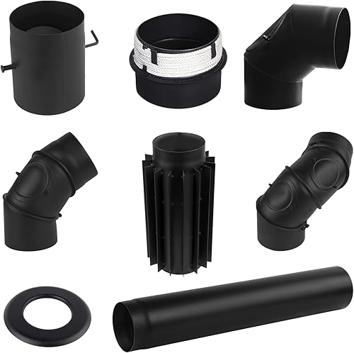 KOLOR DN 150 mm Rauchrohr 2 mm Kaminrohr Abgasrohr Ofenrohr Bogen Rosette Wandfutter (Rosette) - Cheap-Us